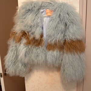 Women's Blue and Brown Teddy Jacket